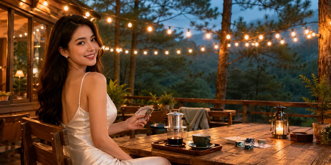 Người chơi thưởng thức trò chơi bài tại Đà Lạt trong không gian yên tĩnh